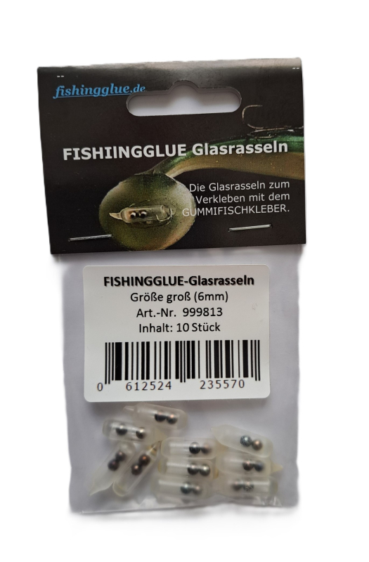 FISHINGGLUE-Glass Rattles large (6mm) + Soft Bait Glue 12g (ca. 1/2 oz.)