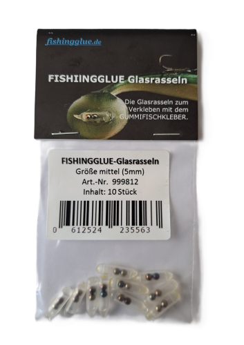 FISHINGGLUE-Glass Rattles medium (5 mm) + Soft Bait Glue 12g (ca. 1/2 oz.)