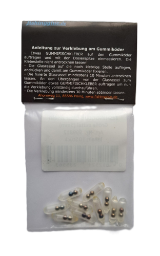 FISHINGGLUE-Glass Rattles medium (5 mm) + Soft Bait Glue 12g (ca. 1/2 oz.)